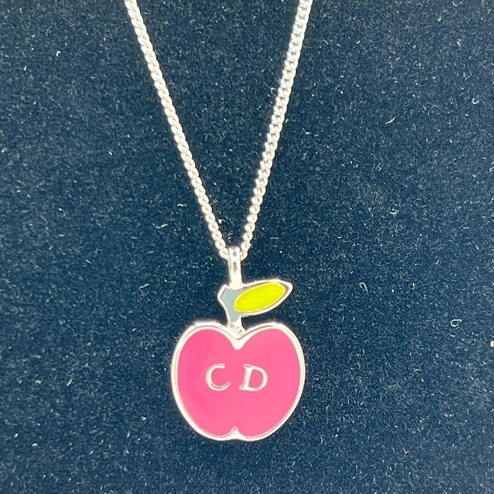 CHRISTIAN DIOR Rare Pink Apple Silver Necklace - Picture 3 of 3